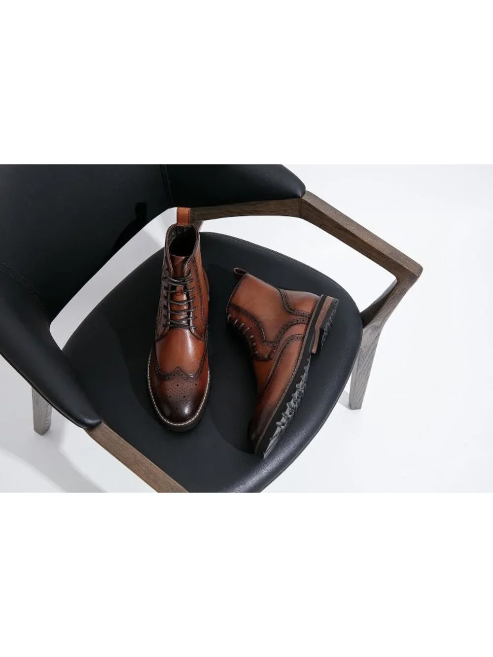 Men's Brown Boots Premium Leather Cap Toe Casual Boots Chukka Dress Boots